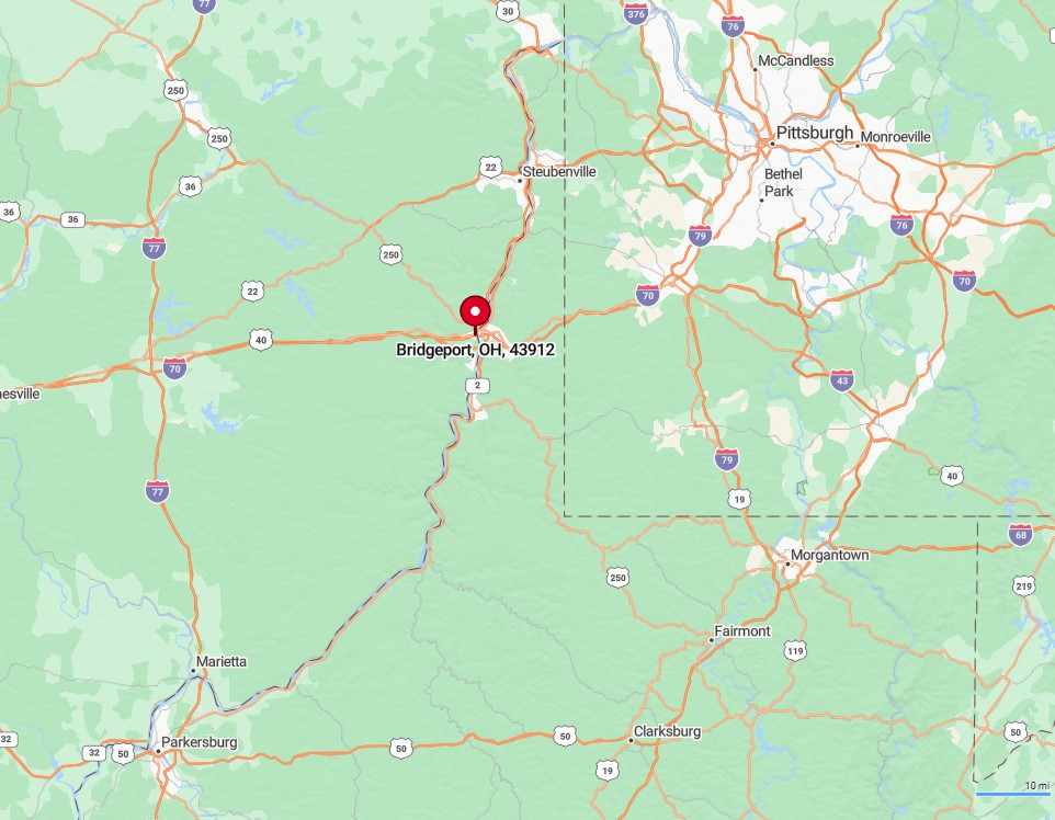 Map of Bridgeport OH